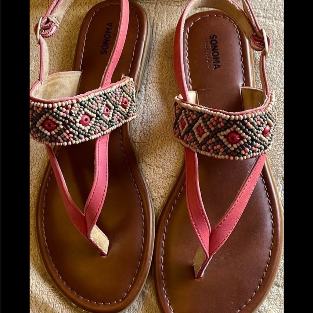 Sonoma Women's Pink Beaded Sandals